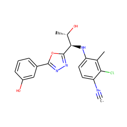 [C-]#[N+]c1ccc(N[C@@H](c2nnc(-c3cccc(O)c3)o2)[C@H](C)O)c(C)c1Cl ZINC000146536103