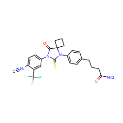 [C-]#[N+]c1ccc(N2C(=O)C3(CCC3)N(c3ccc(CCCC(N)=O)cc3)C2=S)cc1C(F)(F)F ZINC000167664900