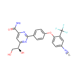 [C-]#[N+]c1ccc(Oc2ccc(-c3nc(C(N)=O)cc([C@@H](O)CO)n3)cc2)c(C(F)(F)F)c1 ZINC001772639333