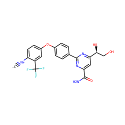[C-]#[N+]c1ccc(Oc2ccc(-c3nc(C(N)=O)cc([C@@H](O)CO)n3)cc2)cc1C(F)(F)F ZINC001772582736