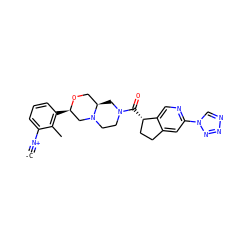 [C-]#[N+]c1cccc([C@@H]2CN3CCN(C(=O)[C@H]4CCc5cc(-n6cnnn6)ncc54)C[C@@H]3CO2)c1C ZINC000473179413