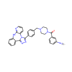 [C-]#[N+]c1cccc(C(=O)N2CCN(Cc3ccc(-c4nnc5n4-c4cccnc4Nc4ccccc4-5)cc3)CC2)c1 ZINC000096174092