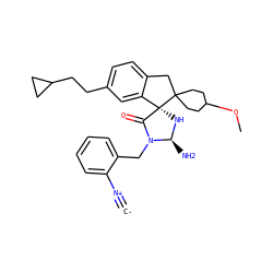 [C-]#[N+]c1ccccc1CN1C(=O)[C@@]2(N[C@H]1N)c1cc(CCC3CC3)ccc1CC21CCC(OC)CC1 ZINC001772612925