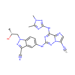 [C-]#[N+]c1cnc2c(Nc3nc(C)n(C)n3)nc(Nc3ccc4c(c3)c(C#N)nn4C[C@@H](C)O)nn12 ZINC000169711957