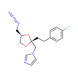[N-]=[N+]=NC[C@@H]1CO[C@@](CCc2ccc(Cl)cc2)(Cn2ccnc2)O1 ZINC000040391542