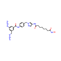 [N-]=[N+]=NCc1cc(N=[N+]=[N-])cc(C(=O)Nc2ccc(Cn3cc(NC(=O)CCCCCCC(=O)NO)cn3)cc2)c1 ZINC000073165227