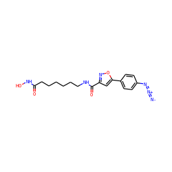 [N-]=[N+]=Nc1ccc(-c2cc(C(=O)NCCCCCCC(=O)NO)no2)cc1 ZINC000073169310