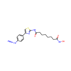 [N-]=[N+]=Nc1ccc(-c2csc(NC(=O)CCCCCCC(=O)NO)n2)cc1 ZINC000045284326