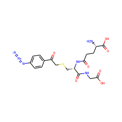 [N-]=[N+]=Nc1ccc(C(=O)CSC[C@H](NC(=O)CC[C@H](N)C(=O)O)C(=O)NCC(=O)O)cc1 ZINC000008195608
