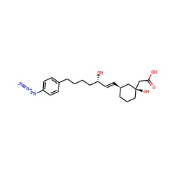 [N-]=[N+]=Nc1ccc(CCCC[C@H](O)/C=C/[C@@H]2CCC[C@@](O)(CC(=O)O)C2)cc1 ZINC000027872649