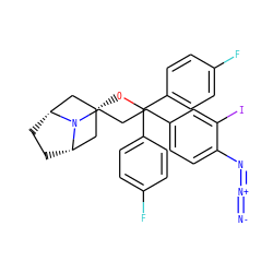 [N-]=[N+]=Nc1ccc(CCCN2[C@H]3CC[C@@H]2C[C@H](OC(c2ccc(F)cc2)c2ccc(F)cc2)C3)cc1I ZINC000100900659