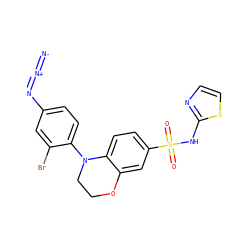 [N-]=[N+]=Nc1ccc(N2CCOc3cc(S(=O)(=O)Nc4nccs4)ccc32)c(Br)c1 ZINC000220187998