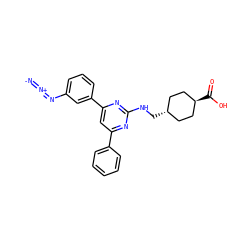 [N-]=[N+]=Nc1cccc(-c2cc(-c3ccccc3)nc(NC[C@H]3CC[C@H](C(=O)O)CC3)n2)c1 ZINC000299827159