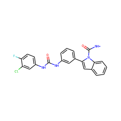[NH]C(=O)n1c(-c2cccc(NC(=O)Nc3ccc(F)c(Cl)c3)c2)cc2ccccc21 ZINC001772653248