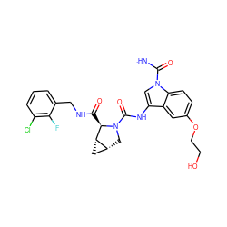 [NH]C(=O)n1cc(NC(=O)N2C[C@@H]3C[C@@H]3[C@H]2C(=O)NCc2cccc(Cl)c2F)c2cc(OCCO)ccc21 ZINC000473164967