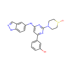 [O-][S+]1CCN(c2nc(Nc3ccc4[nH]ncc4c3)cc(-c3cccc(O)c3)n2)CC1 ZINC000064559974