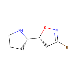 BrC1=NO[C@@H]([C@@H]2CCCN2)C1 ZINC000066262190