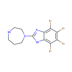 Brc1c(Br)c(Br)c2[nH]c(N3CCCNCC3)nc2c1Br ZINC000143656246