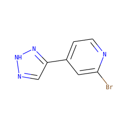 Brc1cc(-c2cn[nH]n2)ccn1 ZINC000095561210