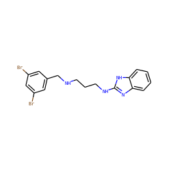 Brc1cc(Br)cc(CNCCCNc2nc3ccccc3[nH]2)c1 ZINC000028360266