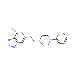 Brc1cc(CCN2CCN(c3ccccc3)CC2)cc2[nH]cnc12 ZINC000040937117