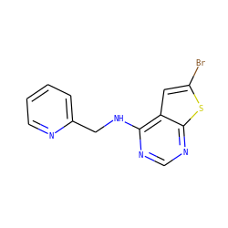 Brc1cc2c(NCc3ccccn3)ncnc2s1 ZINC000299861416