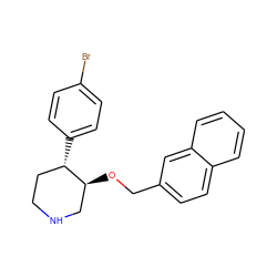 Brc1ccc([C@H]2CCNC[C@@H]2OCc2ccc3ccccc3c2)cc1 ZINC000058638557
