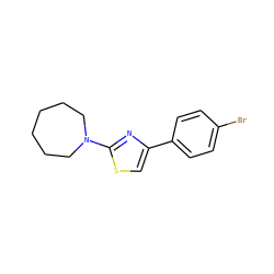 Brc1ccc(-c2csc(N3CCCCCC3)n2)cc1 ZINC000000365901
