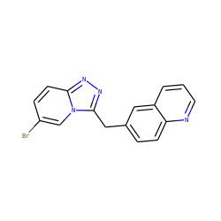 Brc1ccc2nnc(Cc3ccc4ncccc4c3)n2c1 ZINC000167689482
