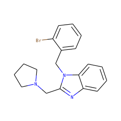 Brc1ccccc1Cn1c(CN2CCCC2)nc2ccccc21 ZINC000096285114