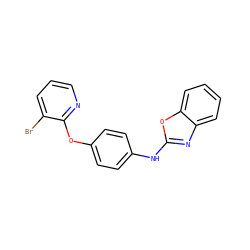 Brc1cccnc1Oc1ccc(Nc2nc3ccccc3o2)cc1 ZINC000143635686