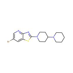 Brc1cnc2nc(N3CCC(N4CCCCC4)CC3)sc2c1 ZINC000045289403