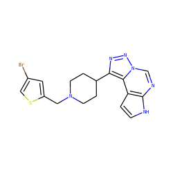 Brc1csc(CN2CCC(c3nnn4cnc5[nH]ccc5c34)CC2)c1 ZINC001772573238