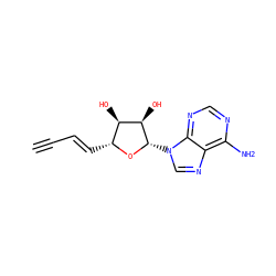 C#C/C=C/[C@H]1O[C@@H](n2cnc3c(N)ncnc32)[C@H](O)[C@@H]1O ZINC000005826847