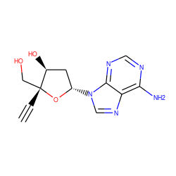 C#C[C@]1(CO)O[C@@H](n2cnc3c(N)ncnc32)C[C@@H]1O ZINC000003985328