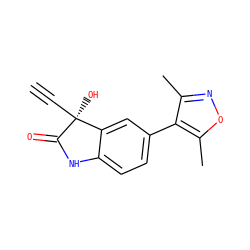 C#C[C@]1(O)C(=O)Nc2ccc(-c3c(C)noc3C)cc21 ZINC000219534177
