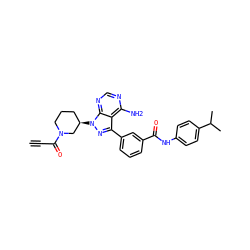 C#CC(=O)N1CCC[C@@H](n2nc(-c3cccc(C(=O)Nc4ccc(C(C)C)cc4)c3)c3c(N)ncnc32)C1 ZINC000095575741