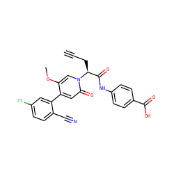 C#CC[C@@H](C(=O)Nc1ccc(C(=O)O)cc1)n1cc(OC)c(-c2cc(Cl)ccc2C#N)cc1=O ZINC001772603265