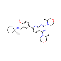 C#CC1(NCc2cc(-c3ccc4c(N5CCOC[C@@H]5C)nc(N5CCOC[C@@H]5C)nc4n3)ccc2OC)CCCCC1 ZINC000143480665