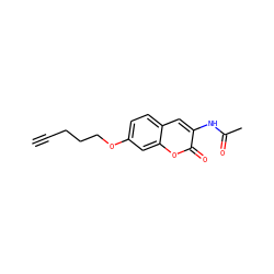 C#CCCCOc1ccc2cc(NC(C)=O)c(=O)oc2c1 ZINC000103270385