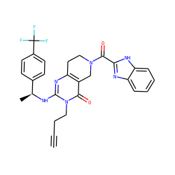 C#CCCn1c(N[C@@H](C)c2ccc(C(F)(F)F)cc2)nc2c(c1=O)CN(C(=O)c1nc3ccccc3[nH]1)CC2 ZINC000113827653