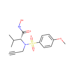 C#CCN([C@@H](C(=O)NO)C(C)C)S(=O)(=O)c1ccc(OC)cc1 ZINC000084651972
