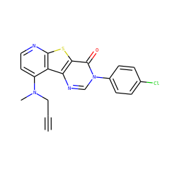 C#CCN(C)c1ccnc2sc3c(=O)n(-c4ccc(Cl)cc4)cnc3c12 ZINC000071294254