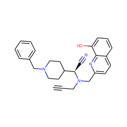 C#CCN(Cc1ccc2cccc(O)c2n1)[C@H](C#N)C1CCN(Cc2ccccc2)CC1 ZINC001772582937