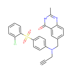 C#CCN(Cc1ccc2nc(C)[nH]c(=O)c2c1)c1ccc(S(=O)(=O)c2ccccc2Cl)cc1 ZINC000013761139