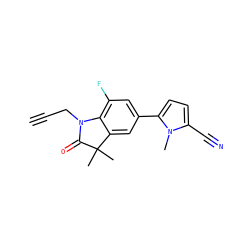 C#CCN1C(=O)C(C)(C)c2cc(-c3ccc(C#N)n3C)cc(F)c21 ZINC000029132961