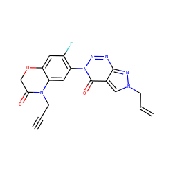 C#CCN1C(=O)COc2cc(F)c(-n3nnc4nn(CC=C)cc4c3=O)cc21 ZINC000098084269