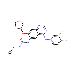 C#CCNC(=O)Nc1cc2c(Nc3ccc(F)c(Cl)c3)ncnc2cc1O[C@H]1CCOC1 ZINC000103253592