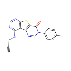 C#CCNc1ncnc2sc3c(=O)n(-c4ccc(C)cc4)cnc3c12 ZINC000071294188