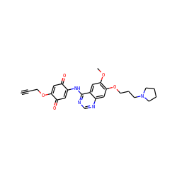 C#CCOC1=CC(=O)C(Nc2ncnc3cc(OCCCN4CCCC4)c(OC)cc23)=CC1=O ZINC000137166709
